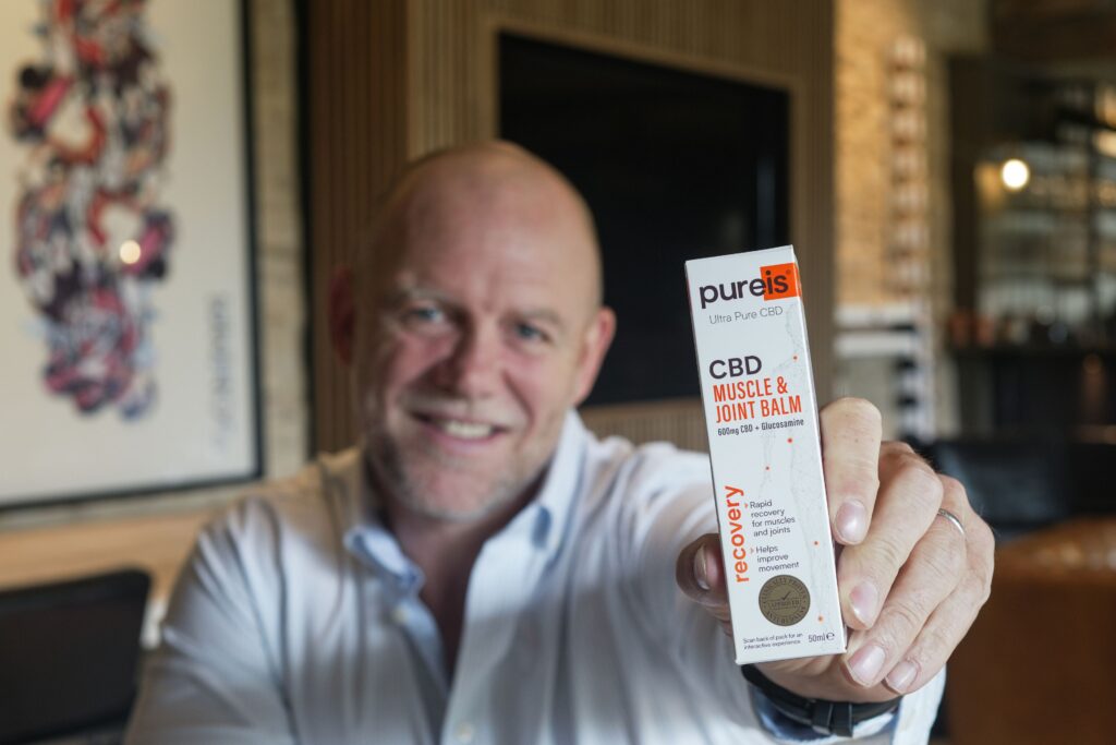 Mike Tindall MBE, former England Rugby player, alongside his quoted statement on Pureis CBD’s Muscle & Joint Balm